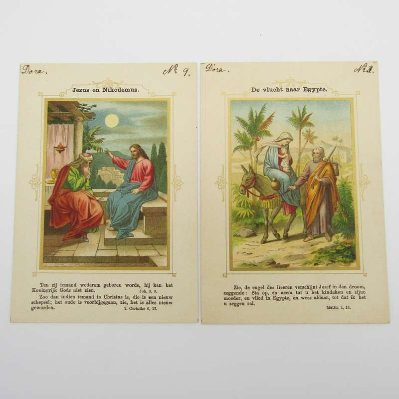 Set of 20 Antique Christian cards - Birth of Jesus to ascention to heaven