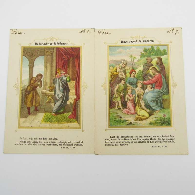 Set of 20 Antique Christian cards - Birth of Jesus to ascention to heaven