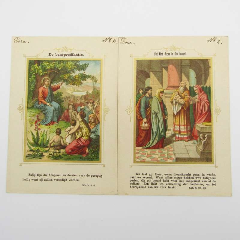 Set of 20 Antique Christian cards - Birth of Jesus to ascention to heaven