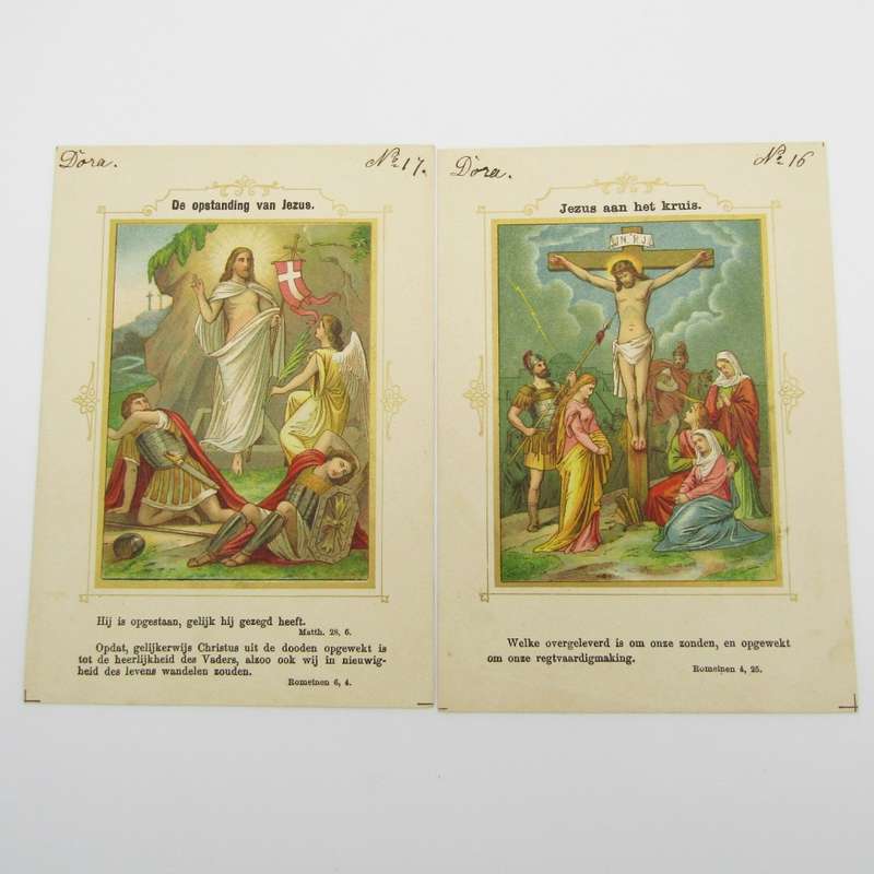 Set of 20 Antique Christian cards - Birth of Jesus to ascention to heaven