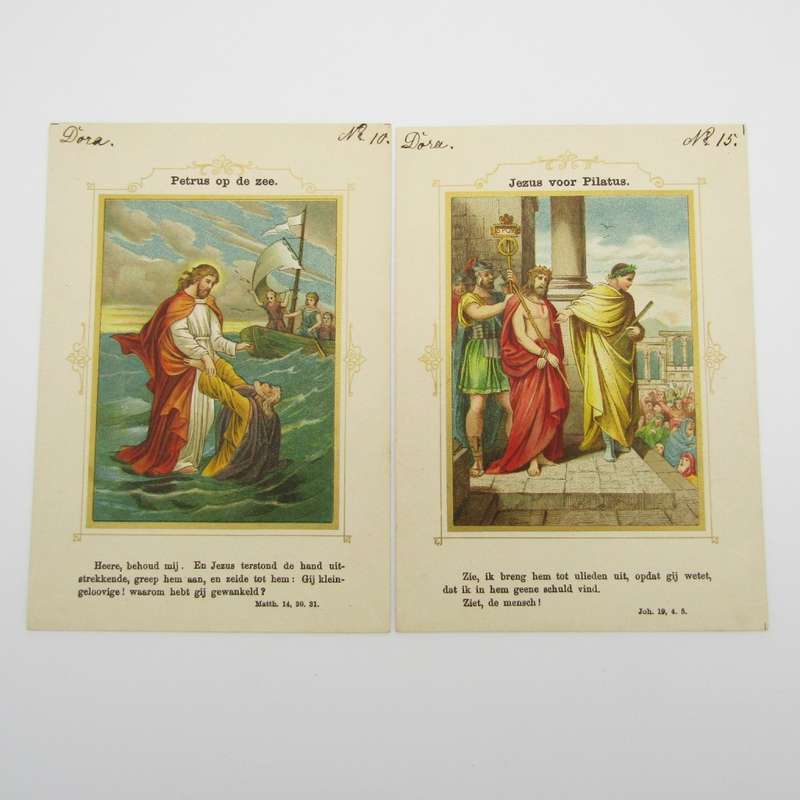 Set of 20 Antique Christian cards - Birth of Jesus to ascention to heaven