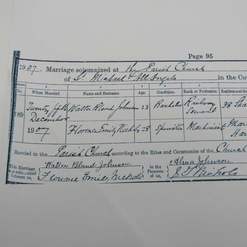 WW1 Government Aircraft Bombardment and insurance papers issued to Ms Florence Emily Johnson