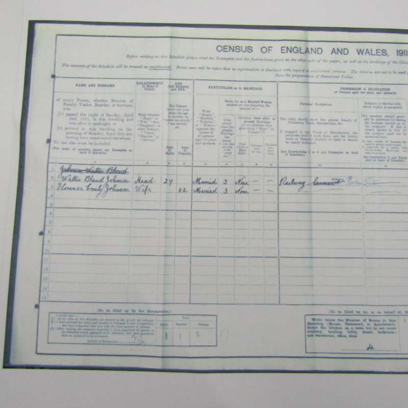WW1 Government Aircraft Bombardment and insurance papers issued to Ms Florence Emily Johnson