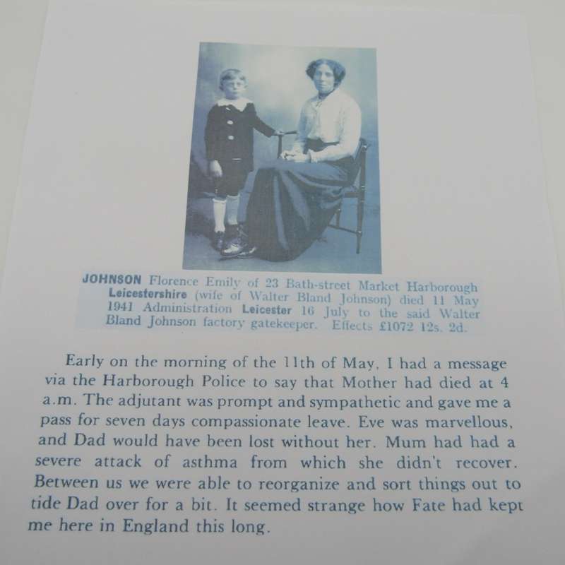 WW1 Government Aircraft Bombardment and insurance papers issued to Ms Florence Emily Johnson