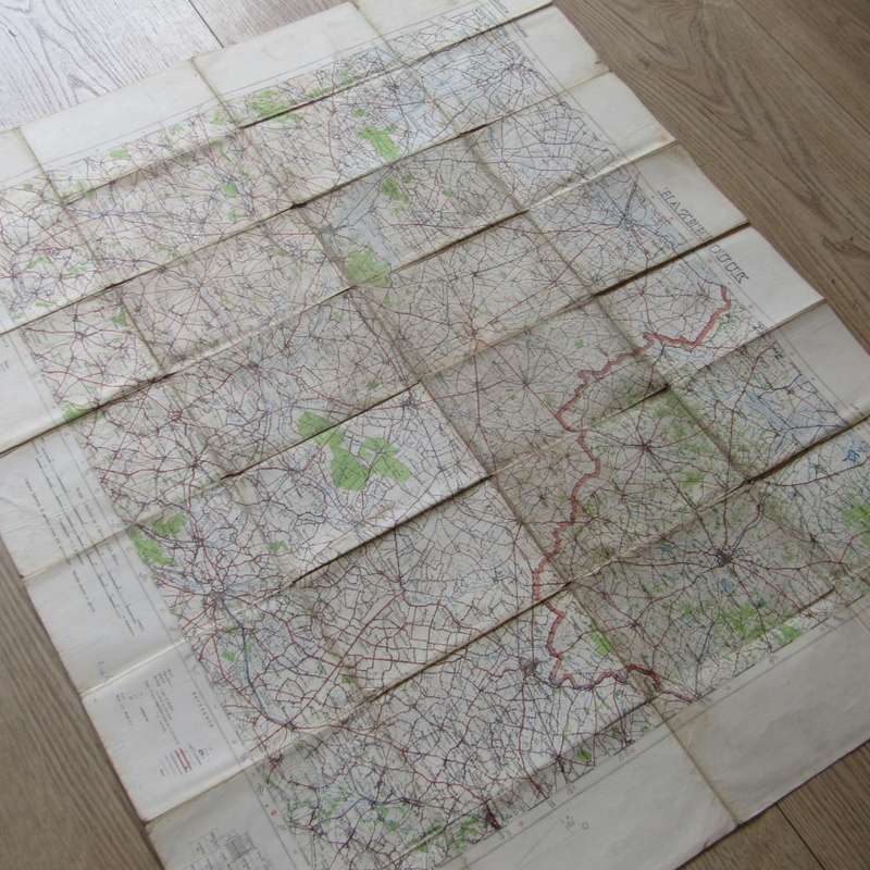 WW1 Hazebrouch Belgium large material map scale 1 : 100 000 YPRES area - official use military map