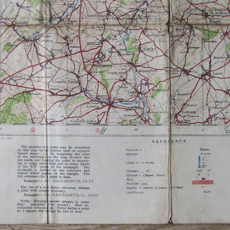 WW1 Hazebrouch Belgium large material map scale 1 : 100 000 YPRES area - official use military map