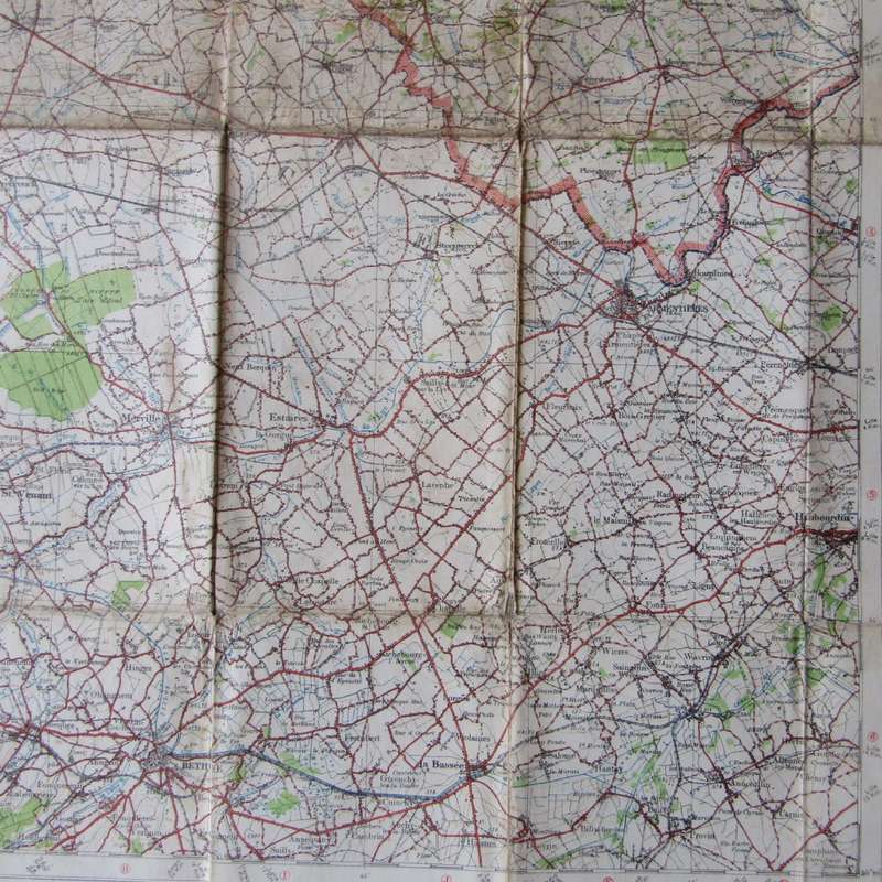 WW1 Hazebrouch Belgium large material map scale 1 : 100 000 YPRES area - official use military map