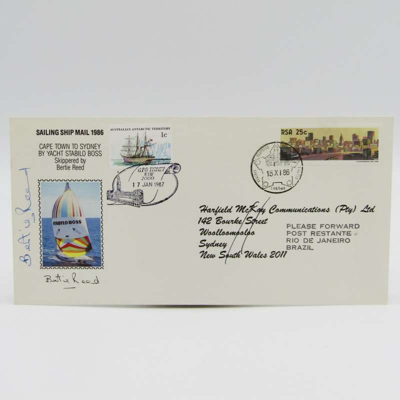Sailing shop mail 1986 Carried from Cape Town to Sydney by Yacht Stabilo Boss and redirected to Rio