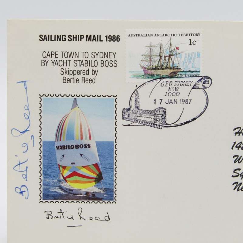 Sailing shop mail 1986 Carried from Cape Town to Sydney by Yacht Stabilo Boss and redirected to Rio