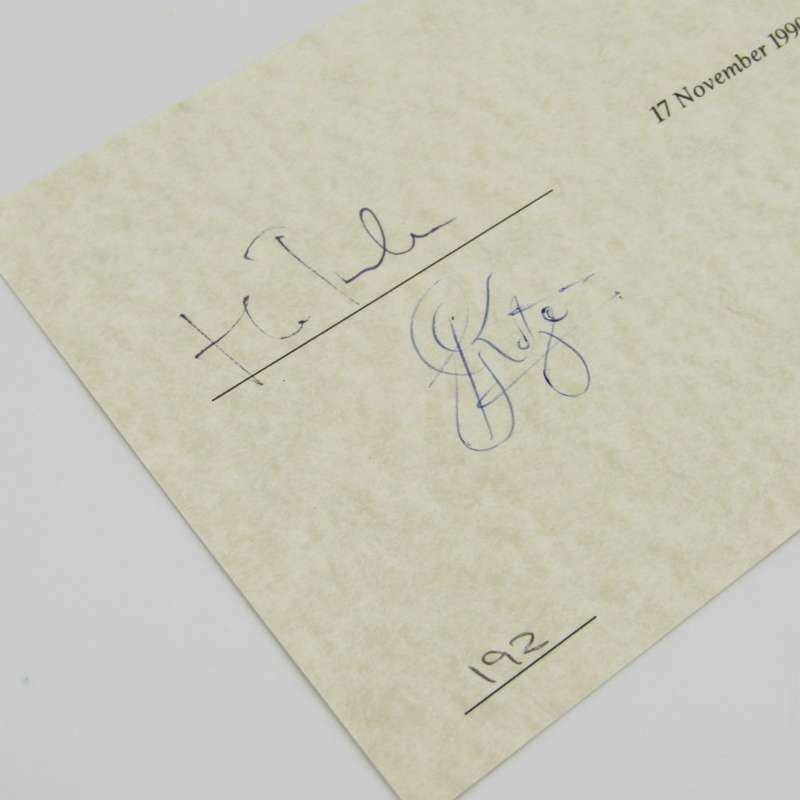 Internasional Coelacanths Trust cover signed by connected Persons on inner card