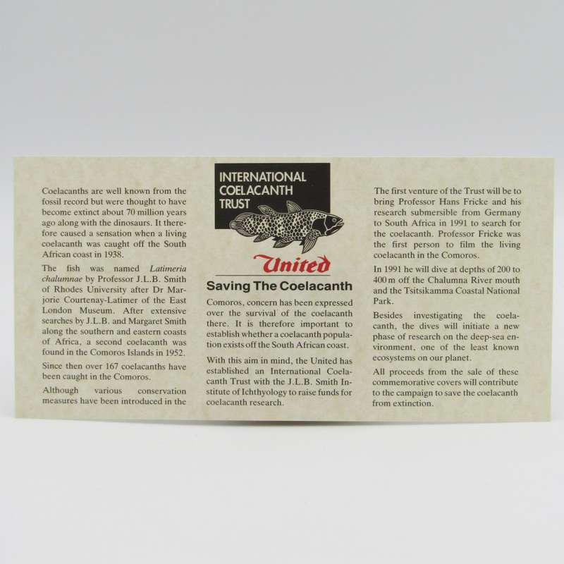 Internasional Coelacanths Trust cover signed by connected Persons on inner card