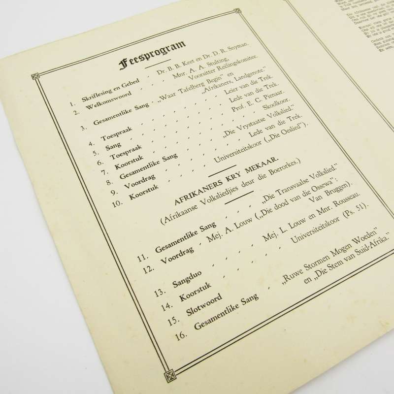 Stellenbosch 1938 Ossewa - trek Feesprogram - Die Braak - Baie skaars