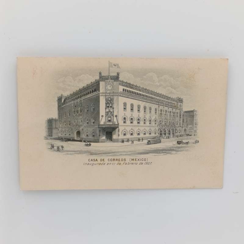 Mexico 1907 Inauguration postcard Casa de Correos with 4 centavos Mexican stamp not cancelled