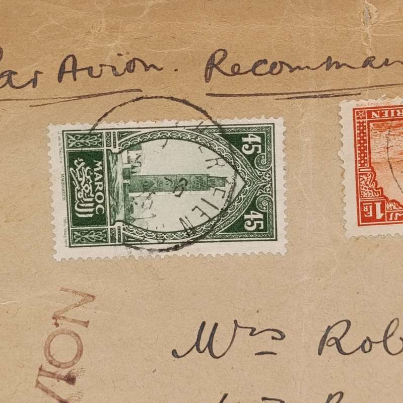 Internal Registered Morocco cover to Tangier to Rabat June 1925 with 3 Morocco stamps