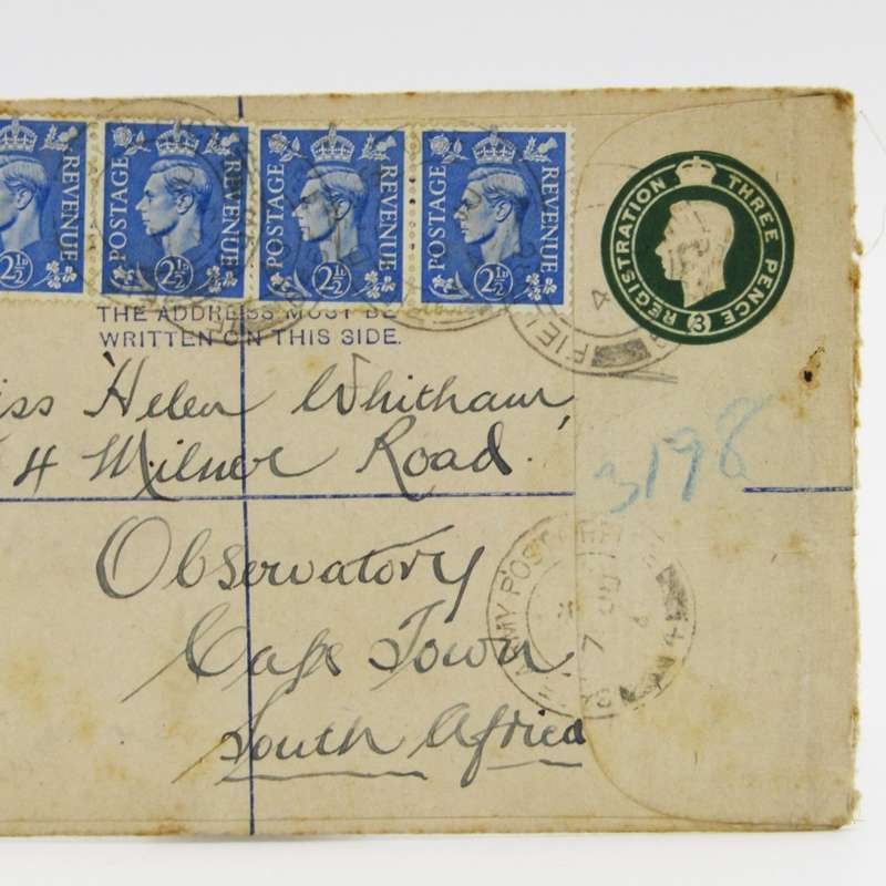 WW2 Field Post Office 655 letter to Cape Town, South Africa with pre printed 3 pence stamp