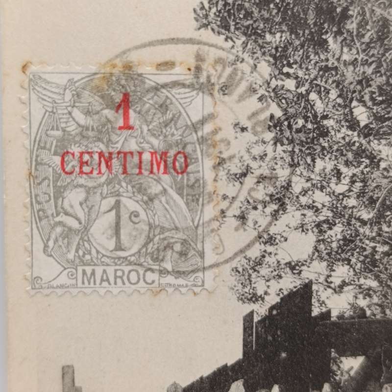 Postcard Casablanca to Paris with 1c Morocco stamp overstamped 1 centimo