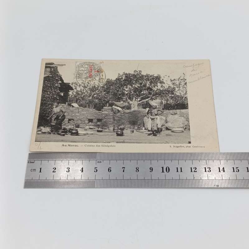 Postcard Casablanca to Paris with 1c Morocco stamp overstamped 1 centimo