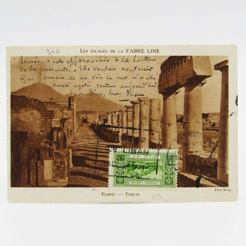 Lebanon to Cairo 1927 postcard with 4 Peru overprinted Lebanon stamp