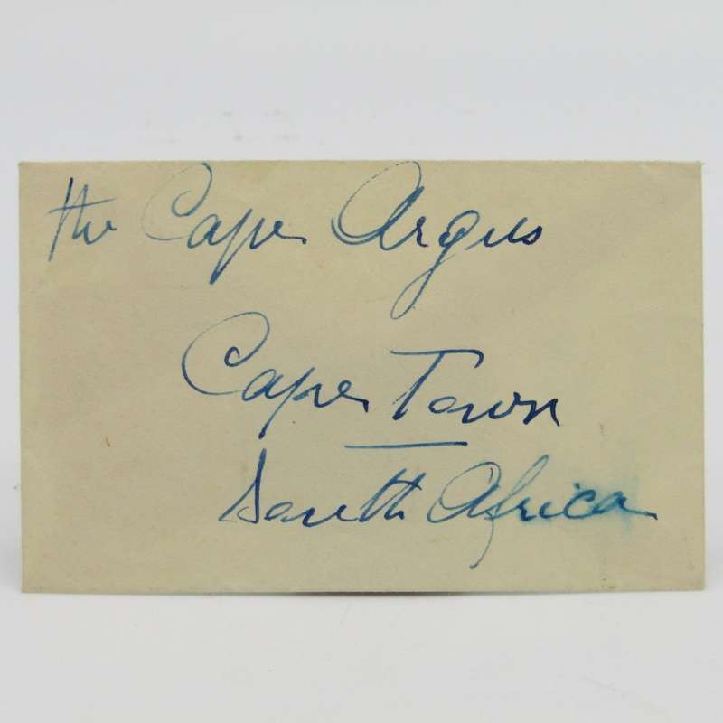 Small cover Lebanon to Cape Town with 2 cancelled Lebanese stamps on the back 1940