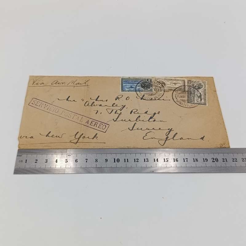 1931 Airmail cover from Mexico to England with 3 Mexican stamps cancelled 15 May 1931