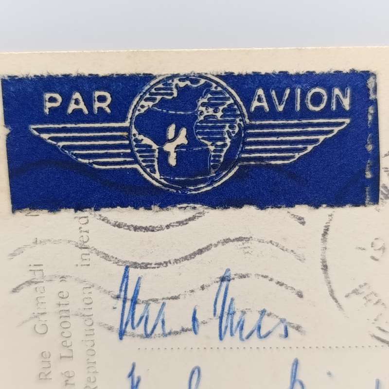 Taxed airmail postcard sent from Monaco to Cape Town 1950 with 40 Franc stamp