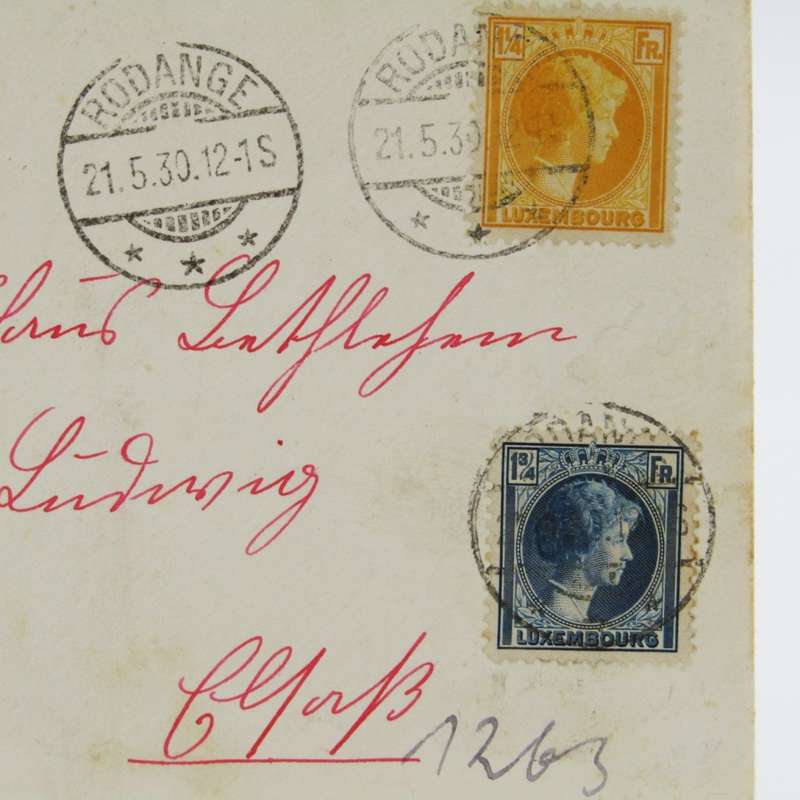 Cover posted in Rodange - registered to Saint Louis - Luxembourg to France posted 1930