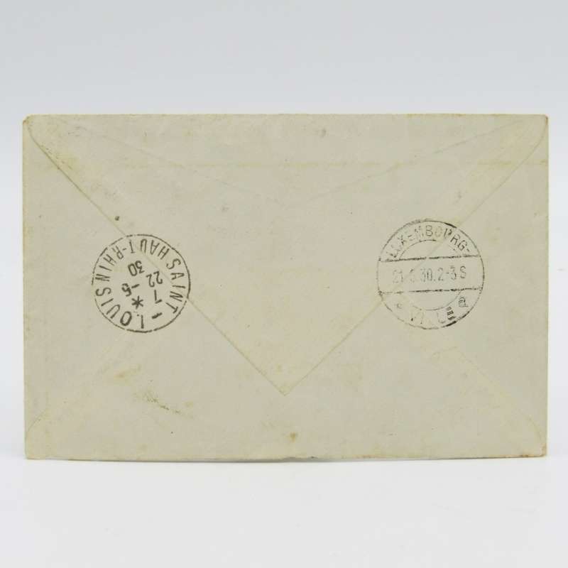 Cover posted in Rodange - registered to Saint Louis - Luxembourg to France posted 1930