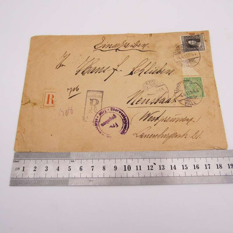 Internal Luxembourg cover with 2 stamps posted 1918 and registered