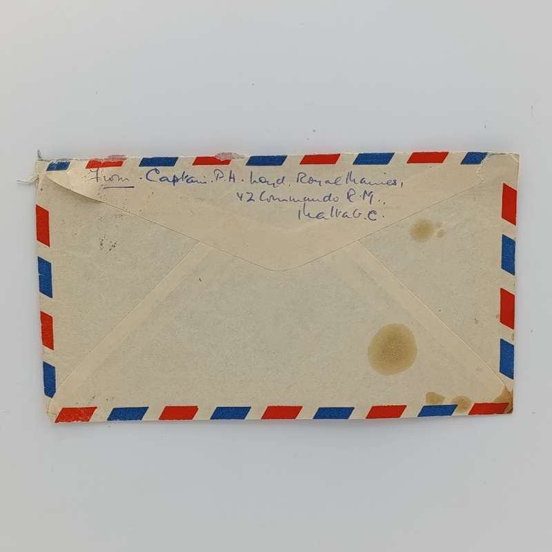 Postal Cover from Filed Post office Malta to Gloucestershire, England with 3 English stamps
