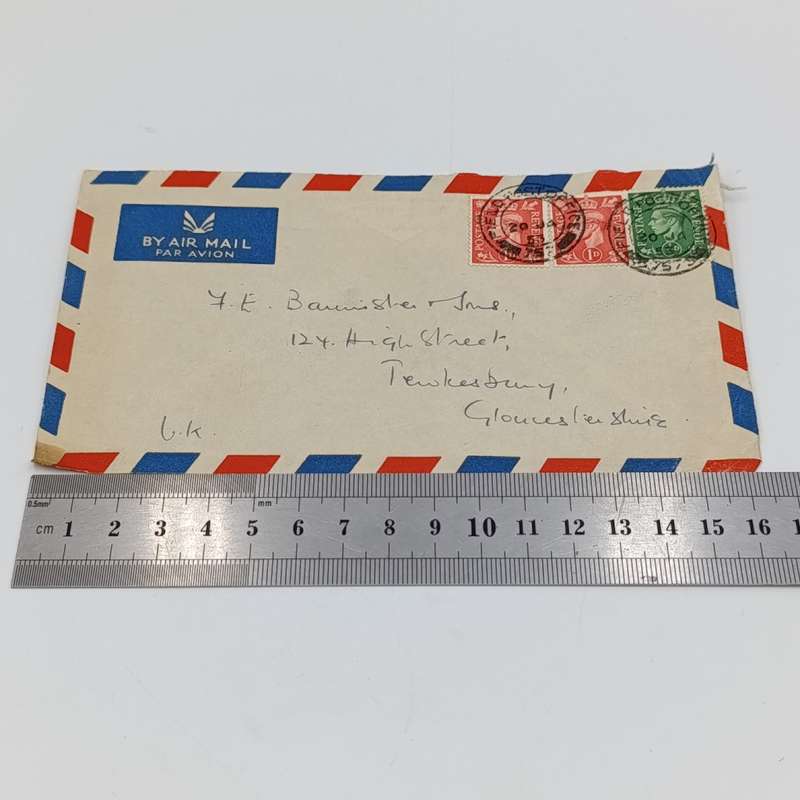 Postal Cover from Filed Post office Malta to Gloucestershire, England with 3 English stamps