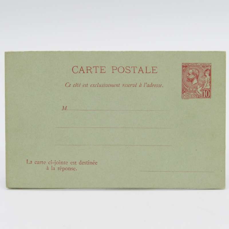 Pre printed stamp on postcard with 10 cent Monaco printing - unused - early 1900`s
