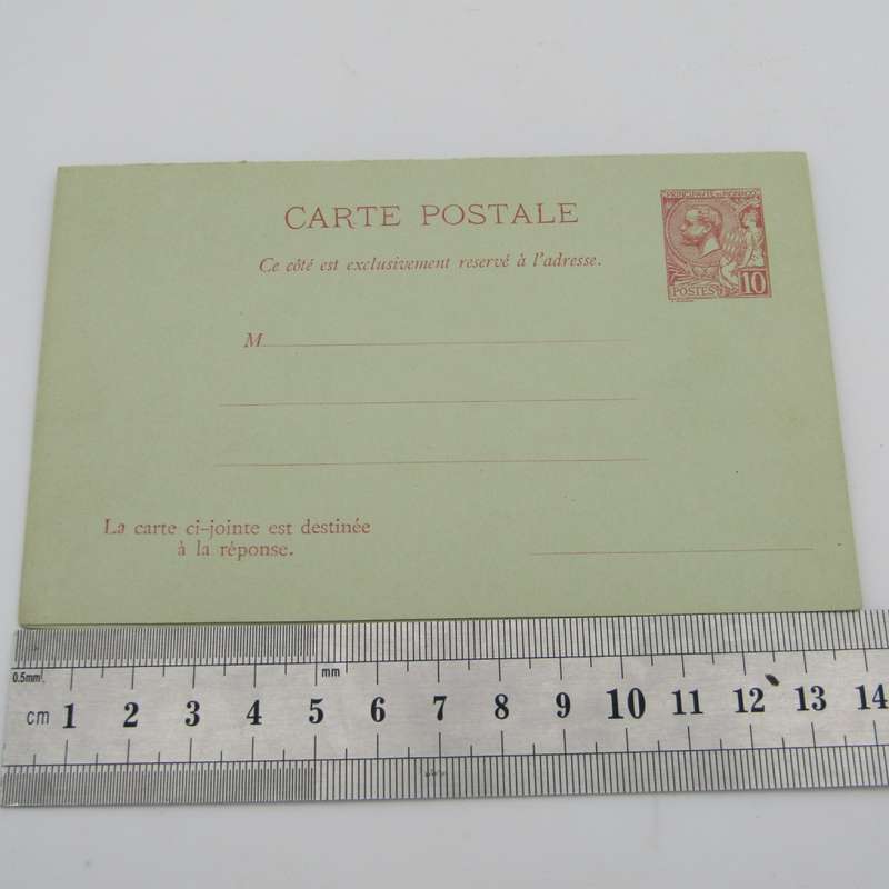 Pre printed stamp on postcard with 10 cent Monaco printing - unused - early 1900`s