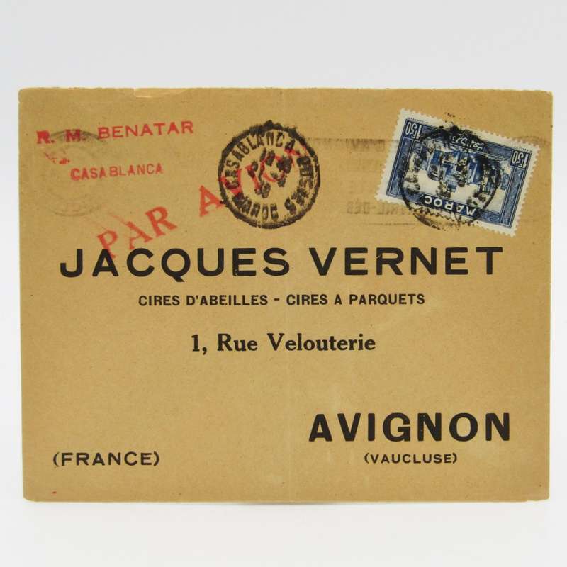 Reply envelope from Casablanca Morocco to Avignon France - Airmail with single Morocco stamp