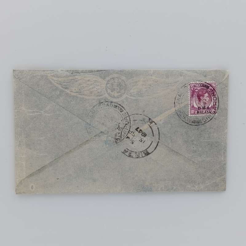 Registered Singapore cover Malaya to Pretoria with 9 different BMA Malaya overstamped