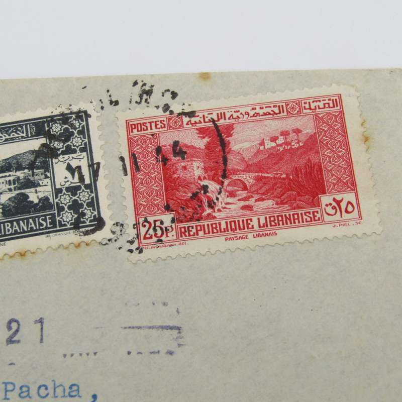 Lebanon censored cover posted 1944 with 2 Lebanese stamps