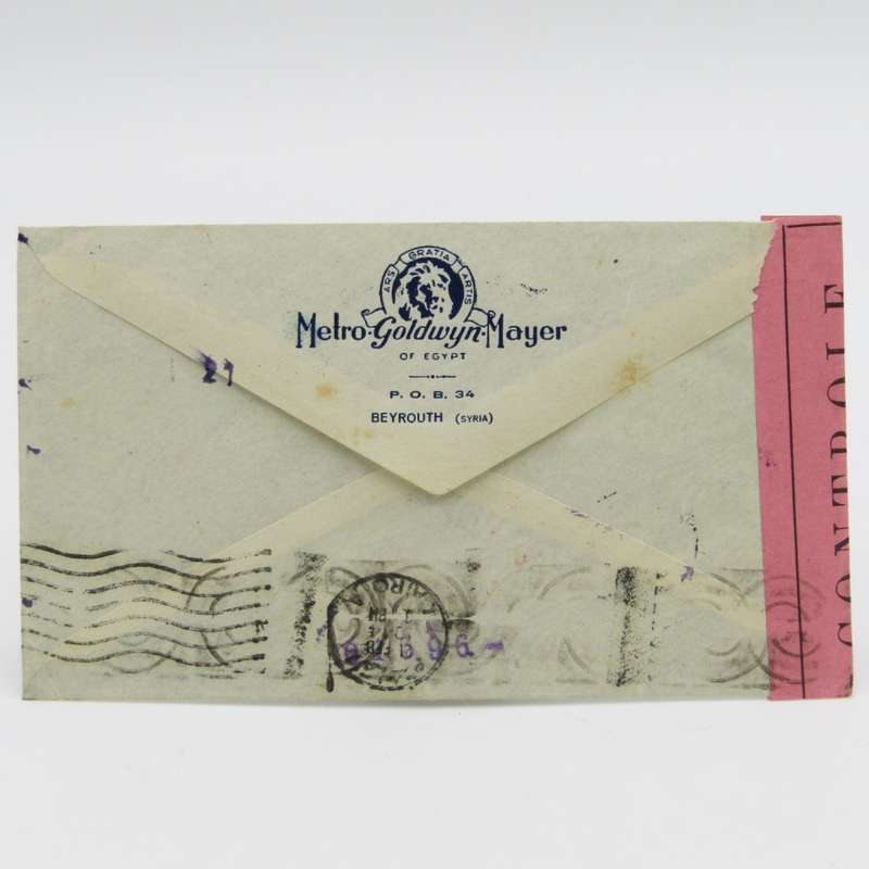 Lebanon censored cover posted 1944 with 2 Lebanese stamps