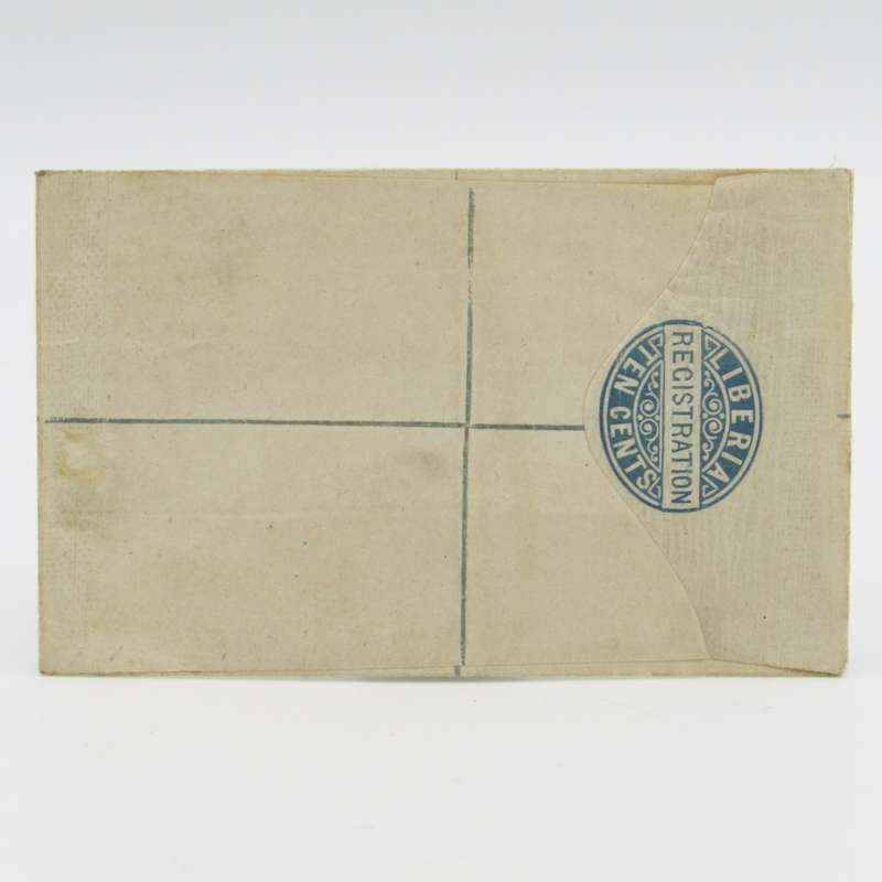 Registered letter from Monrovia , Liberia with 10 cents registration printing on the back