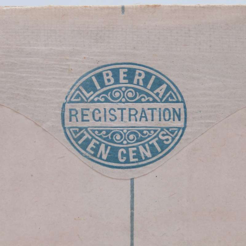 Registered letter from Monrovia , Liberia with 10 cents registration printing on the back