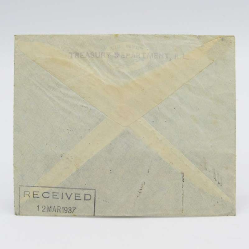 Airmail cover - first direct airmail Monrovia Liberia to Paris with 6 Liberia triangular stamps