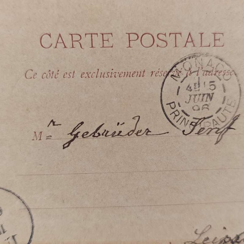 1896 Postcard sent from Monaco to Leipzig, Germany with pre printed postage stamp