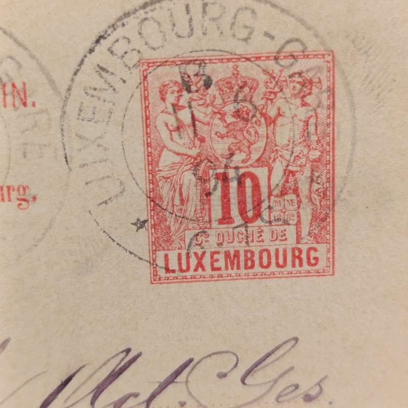 1894 Postcard sent from Luxemburg to Koln, Germany ( Ehrenfeld )