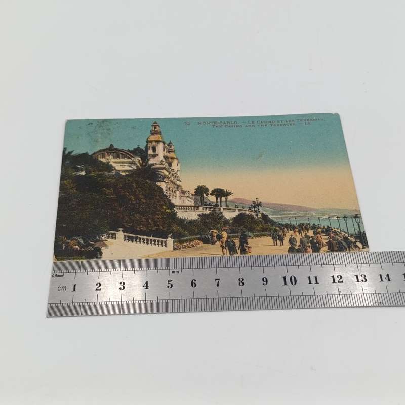 1924 Postcard sent from Monaco to Hotel Byron Lausanne, Switzerland with 45 cent overstamped stamp