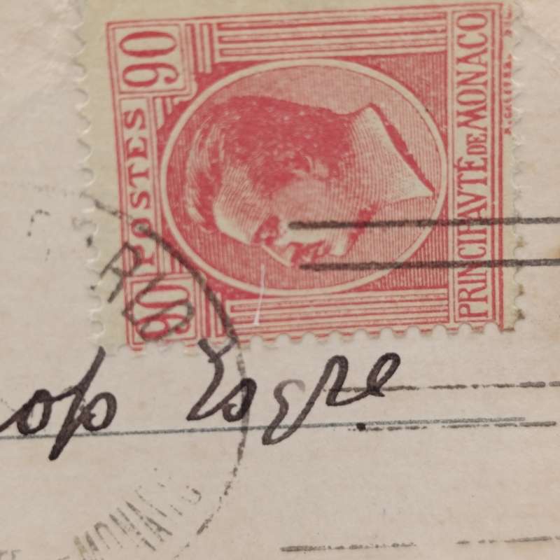1926 Postcard sent from Monaco to Port St Johns, Pondoland, South Africa with 90 cent Monaco stamp