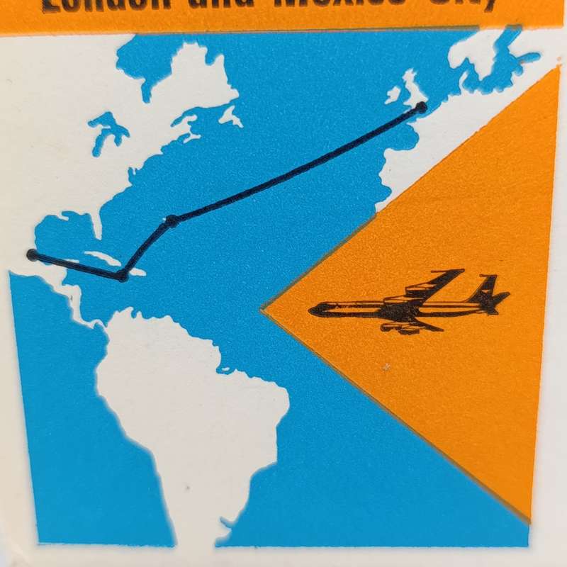 First Flight cover sent from Mexico to London 5 April 1966 on Boeing 707 - info card inside