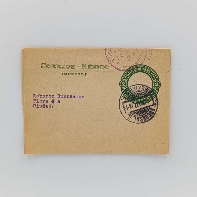 Pre printed postage on Mexican fold out letter used October 1927 - but no writing inside