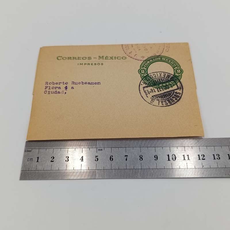 Pre printed postage on Mexican fold out letter used October 1927 - but no writing inside