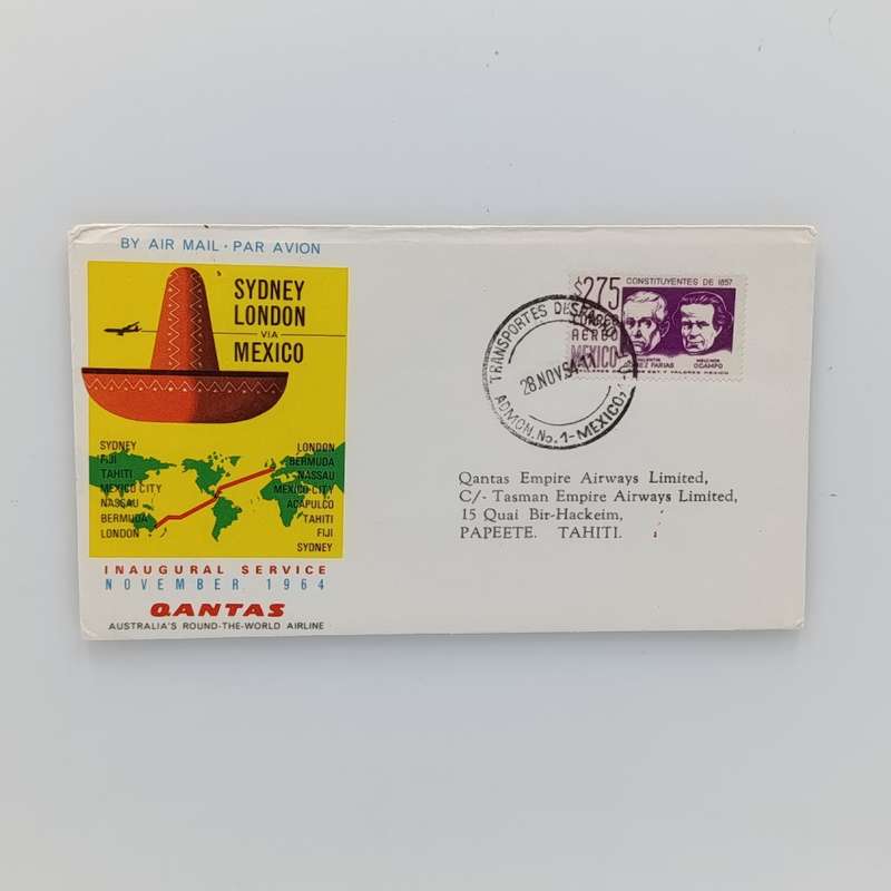 1954 airmail cover Inaugural service Sydney to London via Mexico with 2/75 escudo stamp