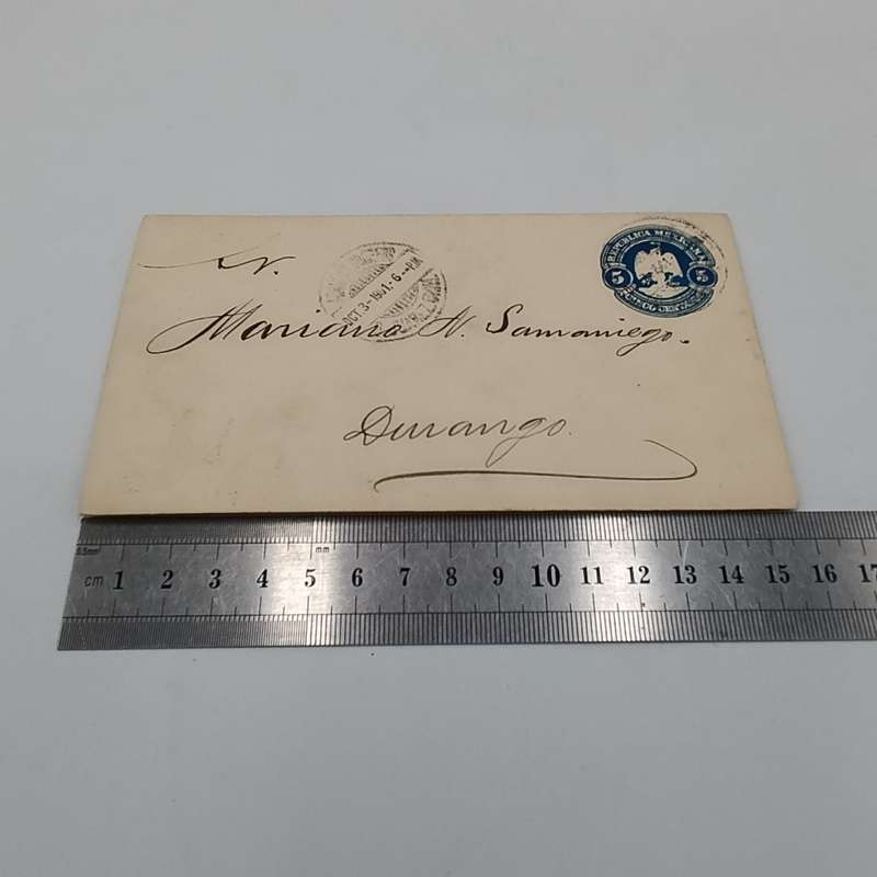 Mexican pre-printed postage envelope used October 3, 1901 to Durango