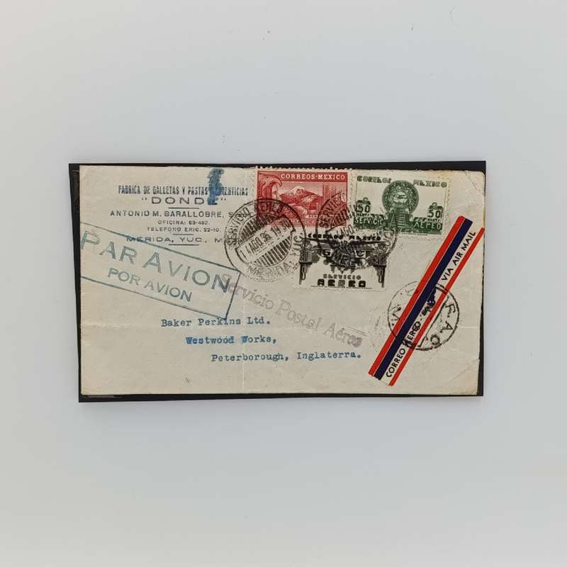 Mexico Local airmail cover with 3 Mexican stamps cancelled 1936