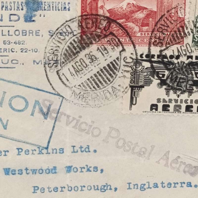 Mexico Local airmail cover with 3 Mexican stamps cancelled 1936